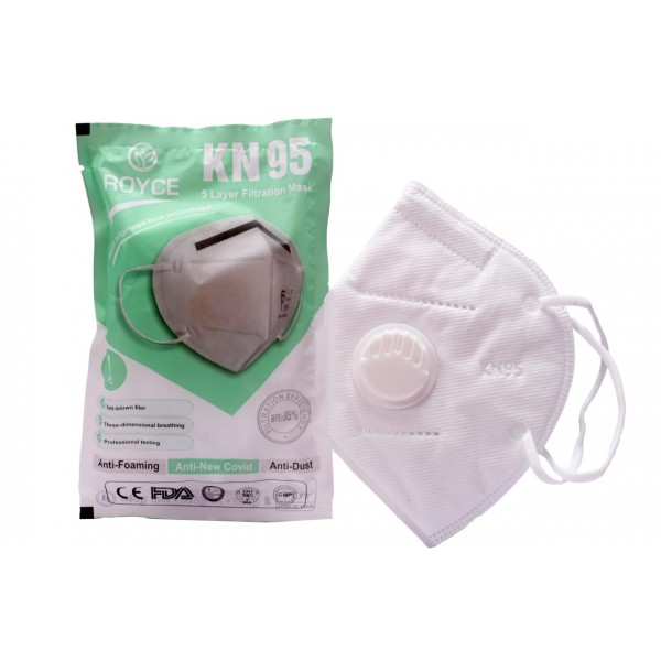 KN95 Mask With Valve (Adults Free Size) - White