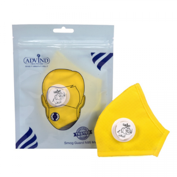 Smog Guard N95 Kids Mask With One Valve (Yellow)
