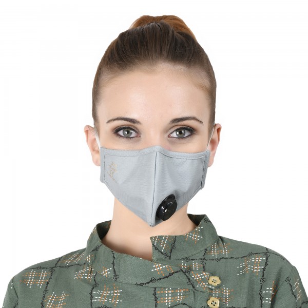 Smog Guard N95 Mask With One Valve (Adults Free Size, Grey)