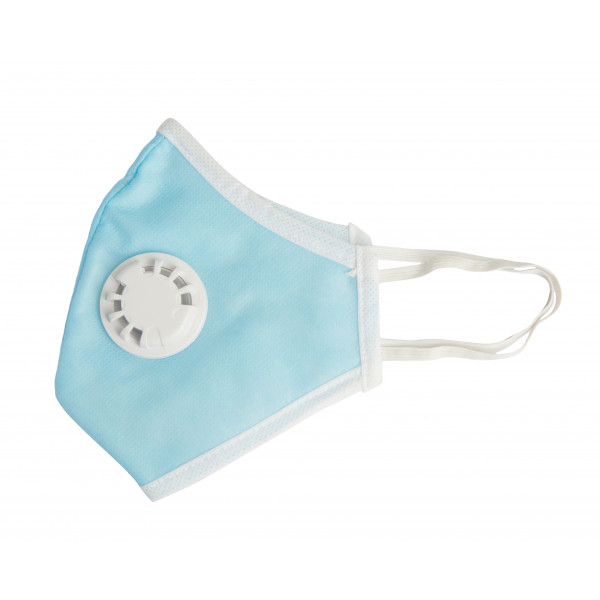 Smog Guard N95 Mask With One White Valve (Adults Free Size, Light Blue) 